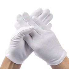 5x Pairs White Cotton Gloves
