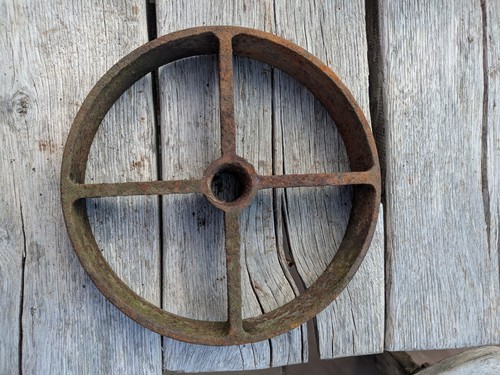 Heavy antique cast iron wheel - antique,