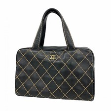 CHANEL Wild Stitch Lambskin Handbag Black