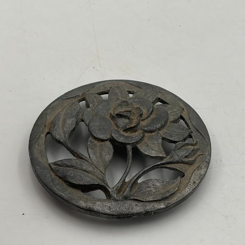 Vtg pewter lid for glass - pewter,