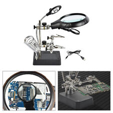 2.5 7.5 10X LED Light Helping Hands Magnifier Soldering Station Magnifying Glass