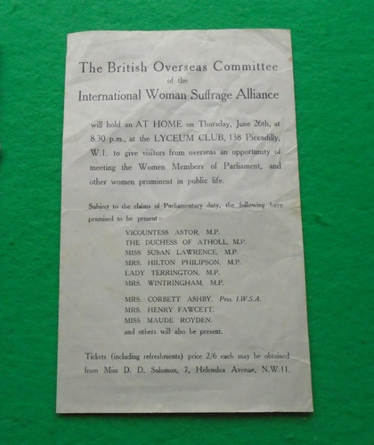 Suffragette related leaflet