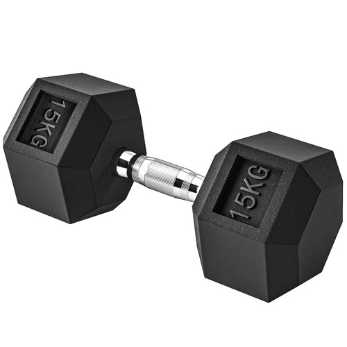 Homcom 15kg single rubber hex - single,