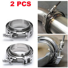 2PCs 3" Inch 76mm Stainless Steel V-Band Clamp & Flat Flange Kit Exhaust Pipe