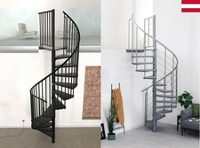 Indoor Spiral Staircase kit Steel Step in White/Black/Grey Tube or Cable Railing