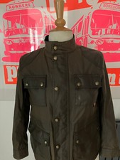 BELSTAFF JACKET WAXED COTTON OLIVE MOTORCYCLE ROADMASTER ZIP SNAPS SIZE 10 BOYS