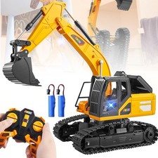 Remote Control Excavator Tractor Bulldozer Crawler Truck Toy Digger Car Yellow