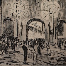 Rolf Roselieb Evening Event Opera Etching Expressionism Signed 1920s