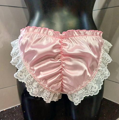 Pink silk satin frilly - satin, lace