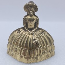 Vintage Brass Bell Lady With Victorian Dress Southern Belle 3" Tall