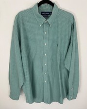 Ralph Lauren Blake XXL 2XL Men's Shirt 100% Two Ply Cotton Checked Gingham Green