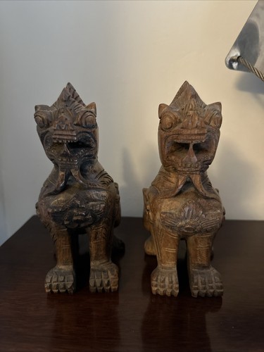 Pair vintage hand carved - pair,