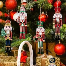 12 Pcs Nutcracker Soldiers Wooden Christmas Tree Decorations Xmas Hanging Decor