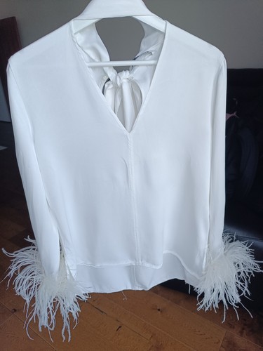 Zara white satin blouse - satin,
