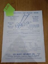 Geo Brown Implement Jr Push Hoe Sales Leaflet