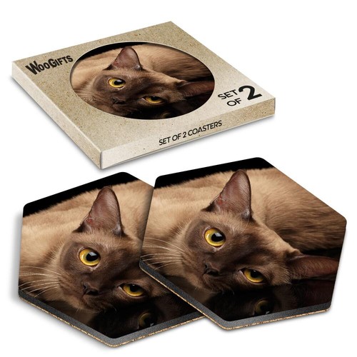 Hexagon mdf coaster - mdf, burmese