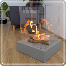Freestanding Bioethanol Fireplace SUNSET Gray Garden-Patio-Indoor