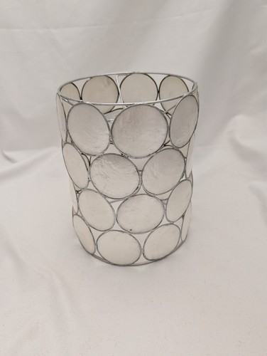 Vintage capiz round shell lamp - capiz,