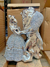 Beautiful Crushed Diamond Large Beauty and The Beast Silver Ceramic Ornament 1