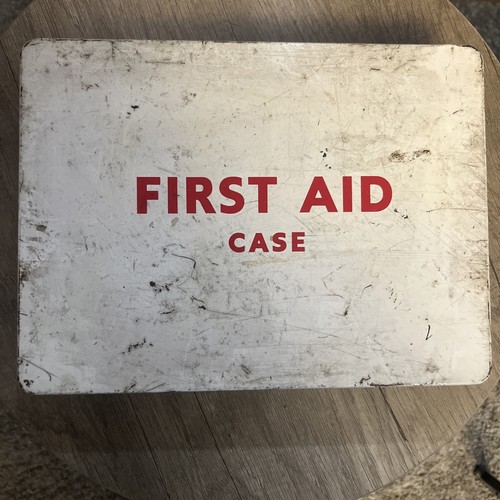 Vintage first aid metal tin - aid,