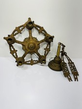 Antique 1930s ART DECO CAST IRON 5 Light Hanging FIXTURE CHANDELIER CEILING ✅📝