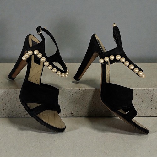 Chanel black satin pearl - satin,