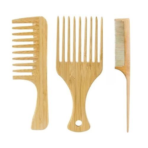 Natural bamboo wooden hair - natural,