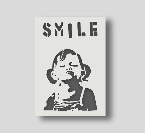 Banksy smile girl stencil - smile,