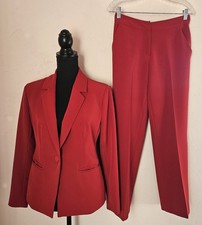 BOSTON PROPER Red Jacket Pants Suits 2Pc Set Sz 2 XS S Women Career Office