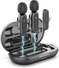 Wireless Lavalier Microphone for iPhone iPad, Dual Lapel Microphone Wireless