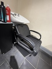 Salon Backwash Units Black Chairs and Basins Set