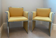 1970s Italian Chrome Chairs, Set of 2 in Yellow,