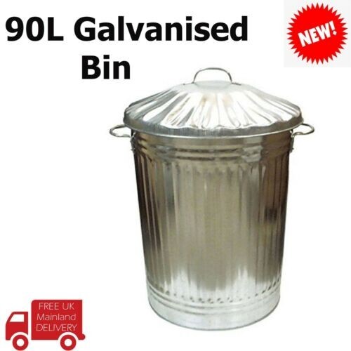 Galvanised metal bin rubbish - galvanised,