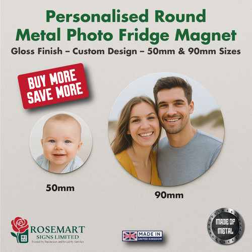 Personalised round metal photo - personalised,