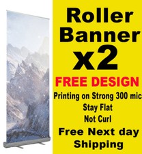 2 x Roller Up Banner Pull Up Pop up FREE DESIGN exhibition stand 80x200cm