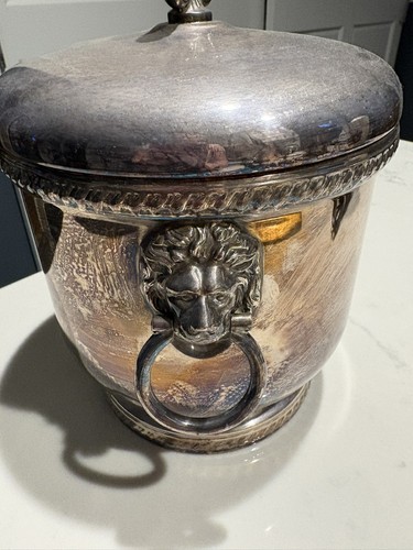 Silver plate ice bucket lion - ice,