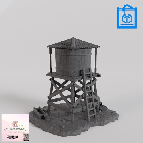 Small water tower - small, tabletop