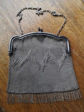 Art Deco Style Chain mail Evening Bag Shaped Frame with Cobochon Inset Clasp 