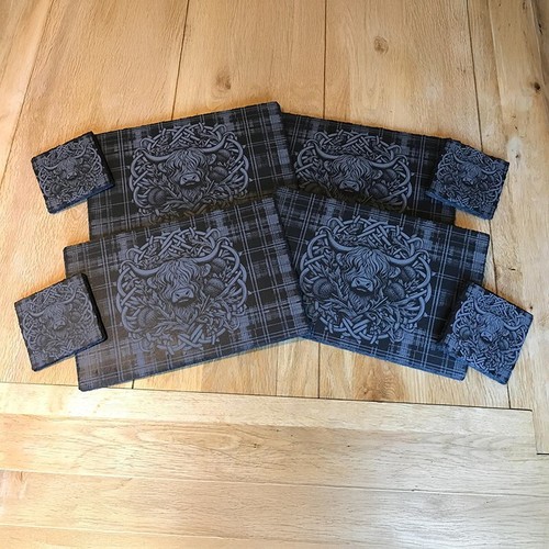 Highland cow slate placemats - slate,