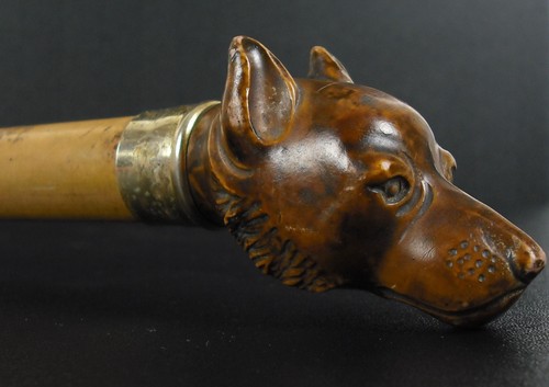 Riding crop with dog head - with,