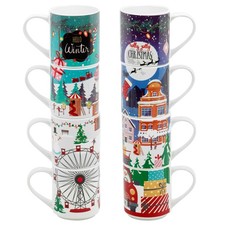 Christmas Porcelain Mugs Set