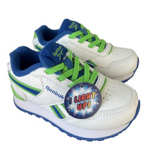 Reebok Classic Leather Step 'N' Flash Toddlers' Shoes White/Green/Blue Sz 7