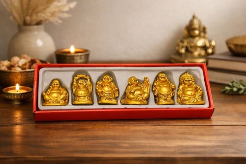 6pcs gold laughing buddha - 6pcs,