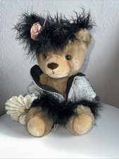 VERY RARE Bixby Teddy Bear Feathers Fan Silver Lamé