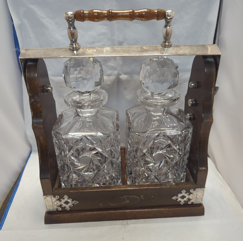 Vintage oak tantalus with - vintage, 2