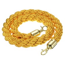 Stanchion Rope, 1.8m/5.9Ft Barrier Rope Twisted Post Ropes, Yellow Golden