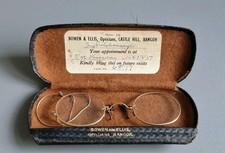 Antique Gold Filled Pince Nez Glasses Spectacles in Original Case ca1920s