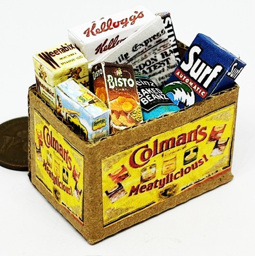 Dolls house cardboard - dolls, grocery