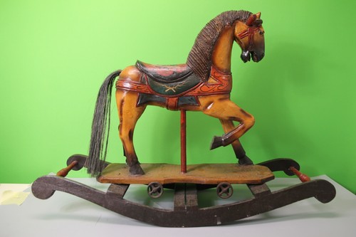 Antique rocking horse wooden - rocking,
