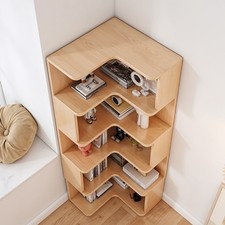 3/4/5 Tier Standing Book Shelves Corner Shelf Storage Wood Display Bookcase Unit